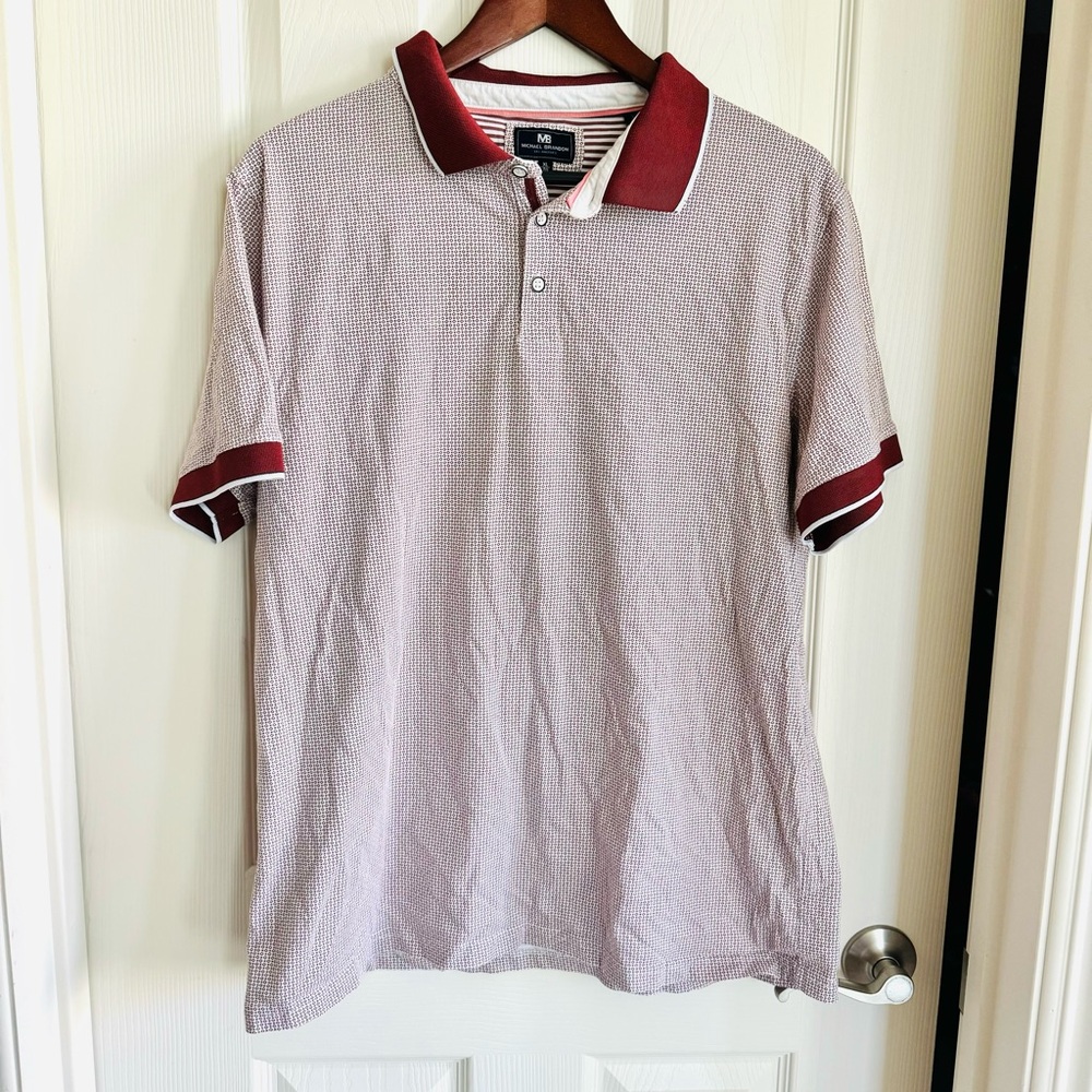 Michael Brandon Polo Shirt Men XL Red  All Over Print Casual Golf